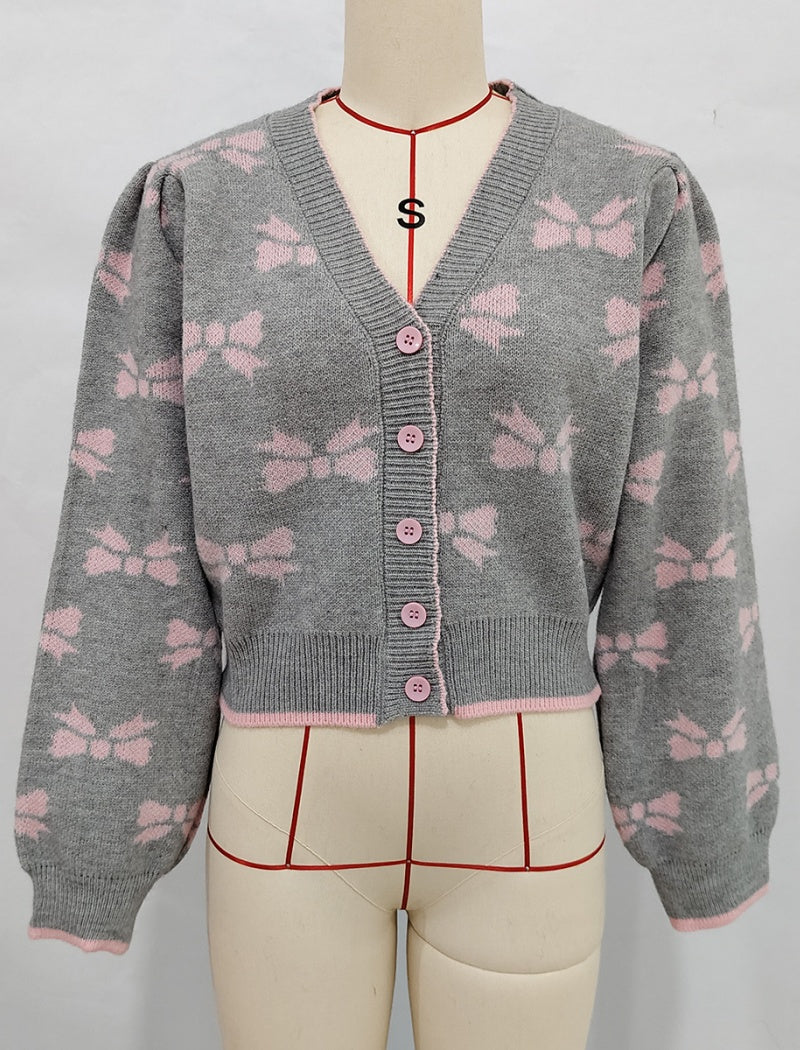 Floral Pattern Button-Up Cardigan