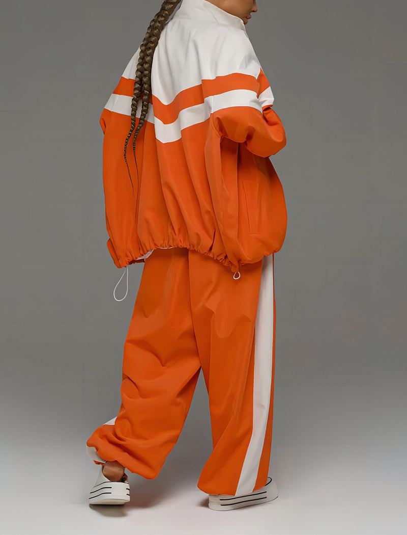 Striped Color-Block Jacket and Jogger Set