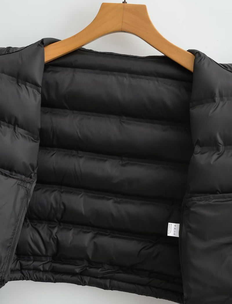 Cropped Puffer Jacket with Zipper