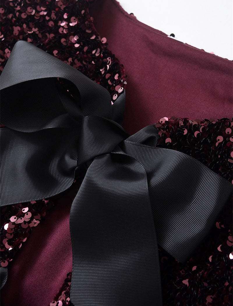 Glitter Bow-Tie Crop Cardigan