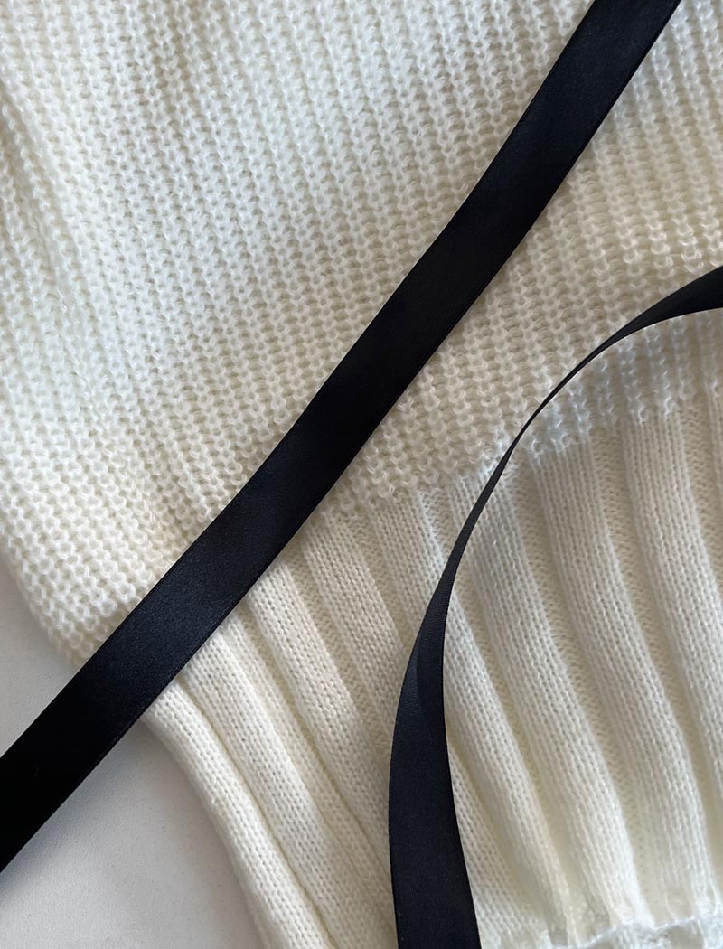 Knit Cardigan with Ribbon Tie Detail