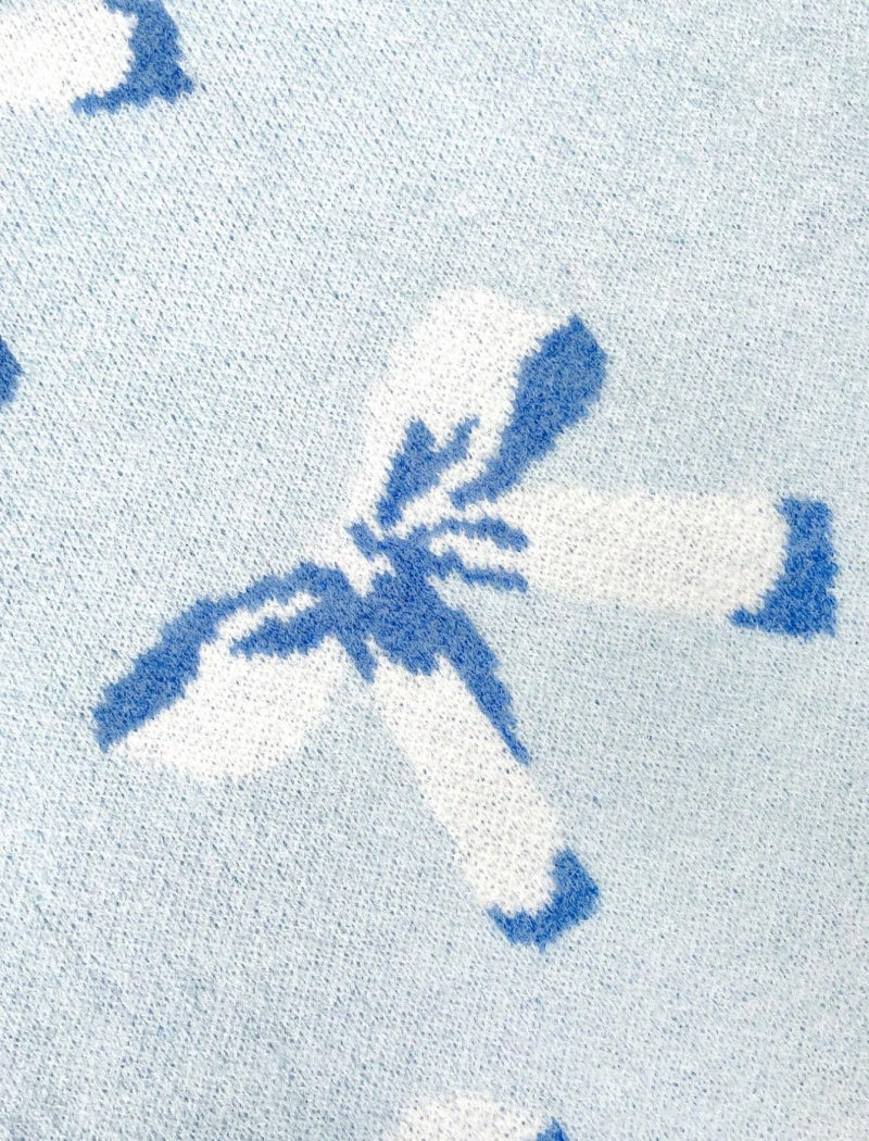Bow Detail Jacquard Knit Sweater