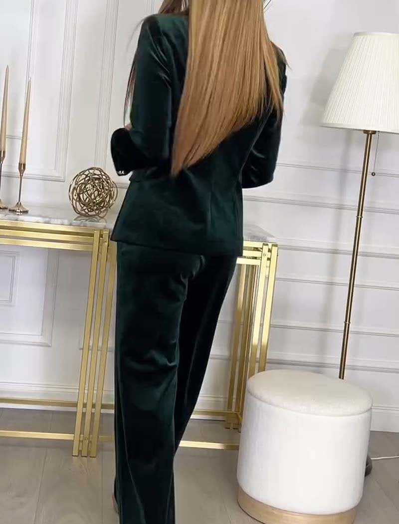 Double-Breasted Velvet Two-Piece Set