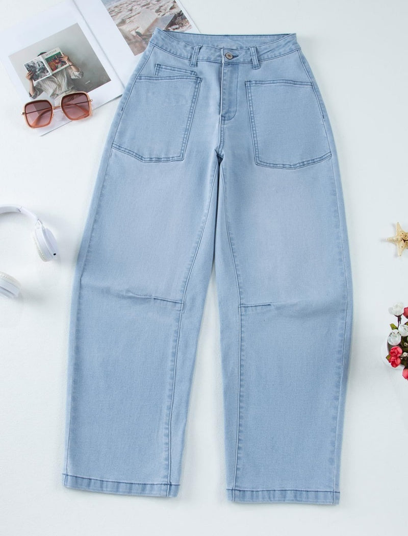 Relaxed Fit Wide-Leg Patch Jeans