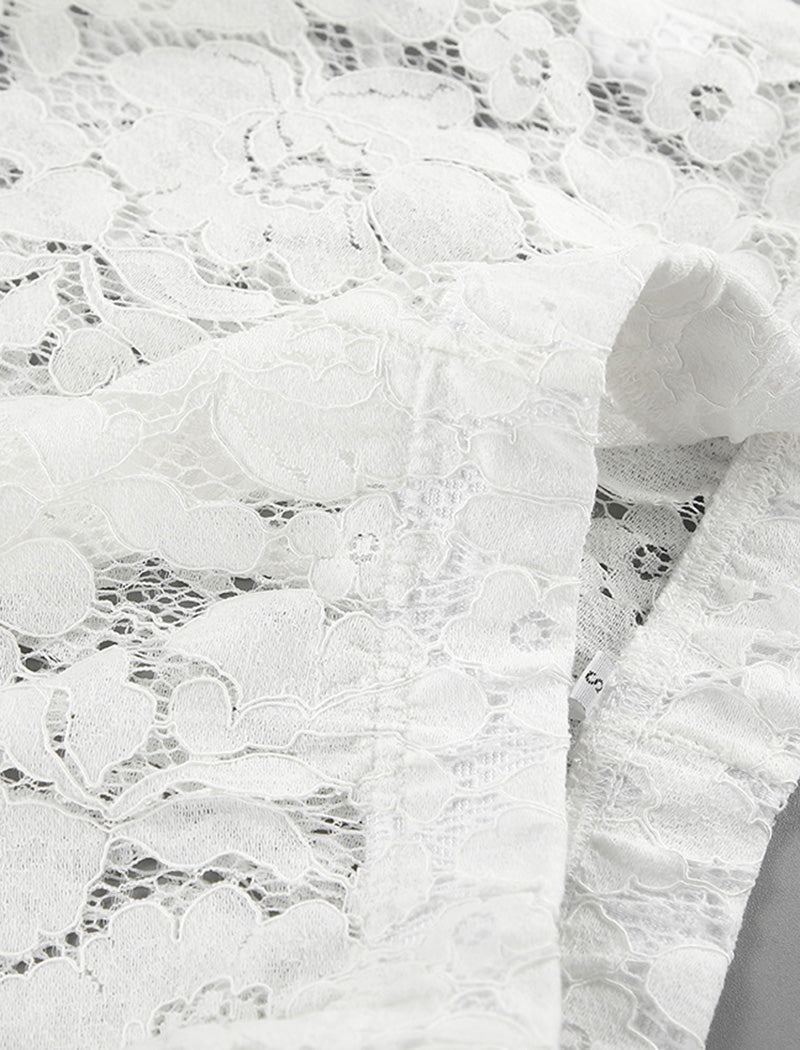 Sheer Floral Lace High-Waisted Pants
