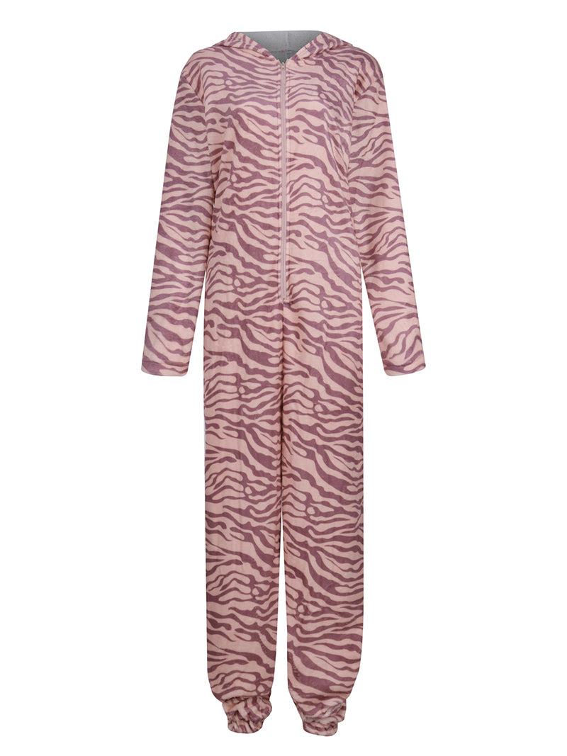 Zip-Up Graphic Pajamas Jumpsuit