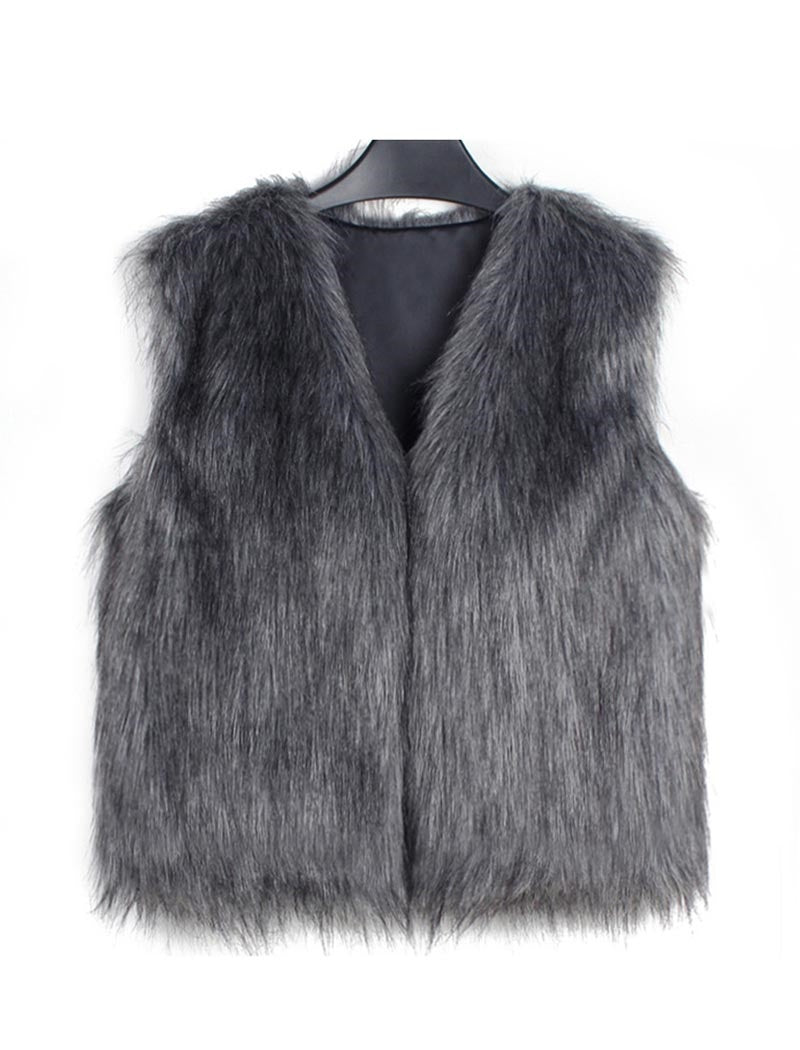 V-Neck Faux Fur Vest