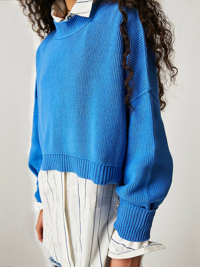 Solid Crop Pullover Sweater