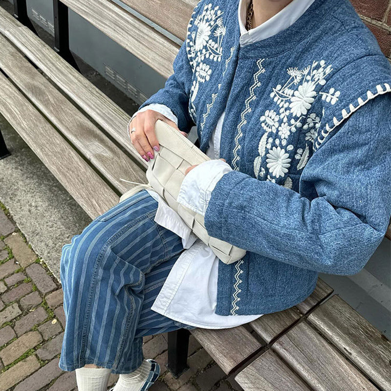 Floral Quilted Pockets Jacket