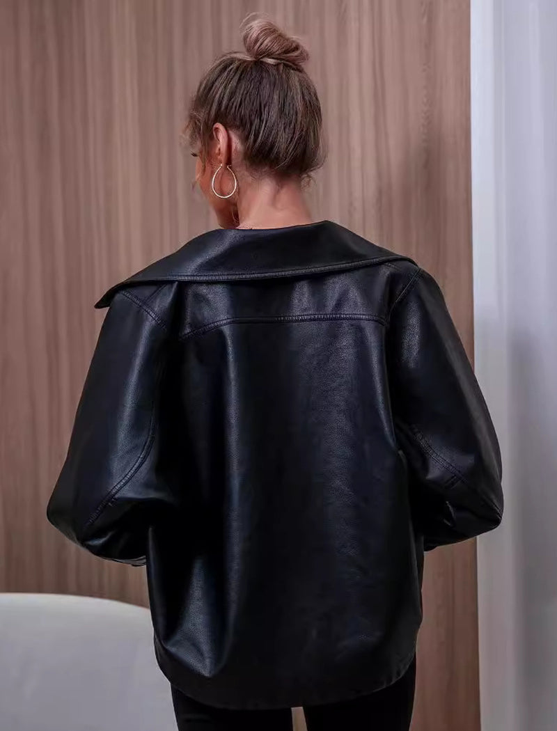 Cropped Faux Leather Jacket