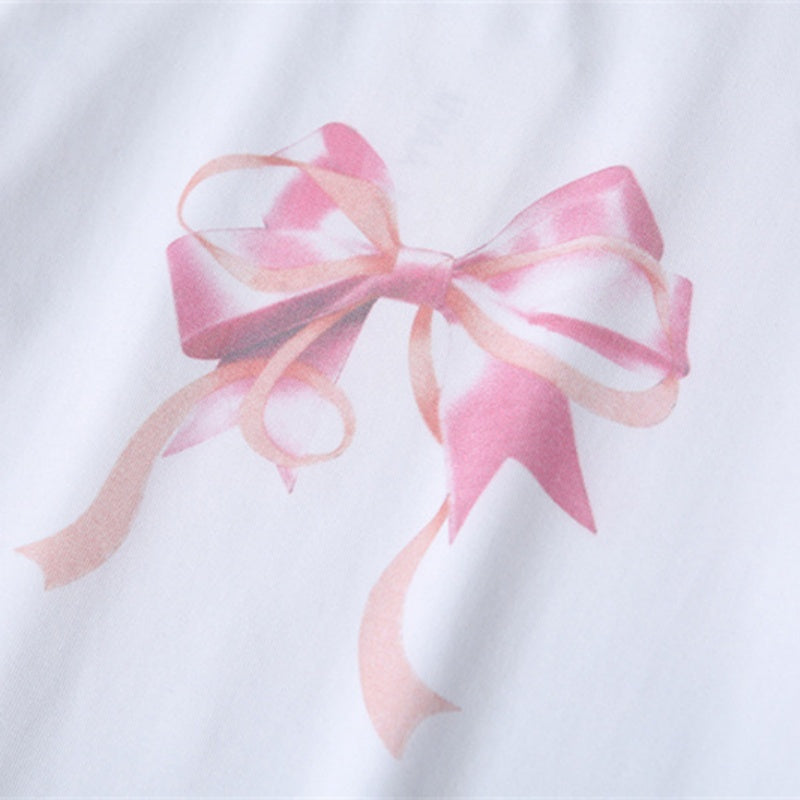 Bow Embellished Graphic Tee