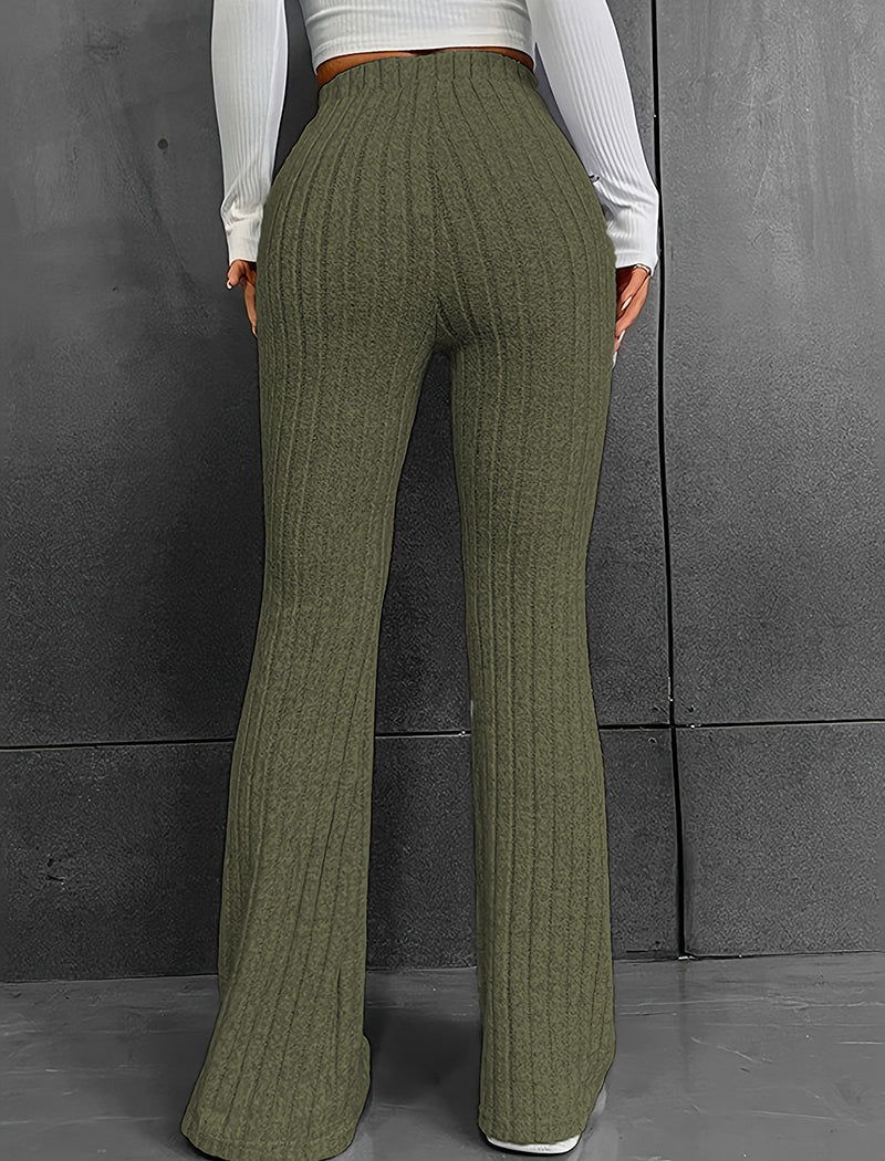 Ribbed High-Waisted Flare Pants