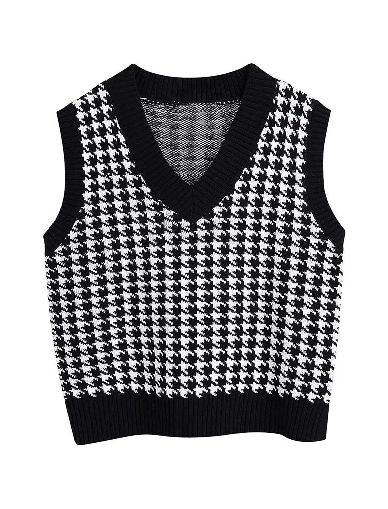 Houndstooth Knit Vest