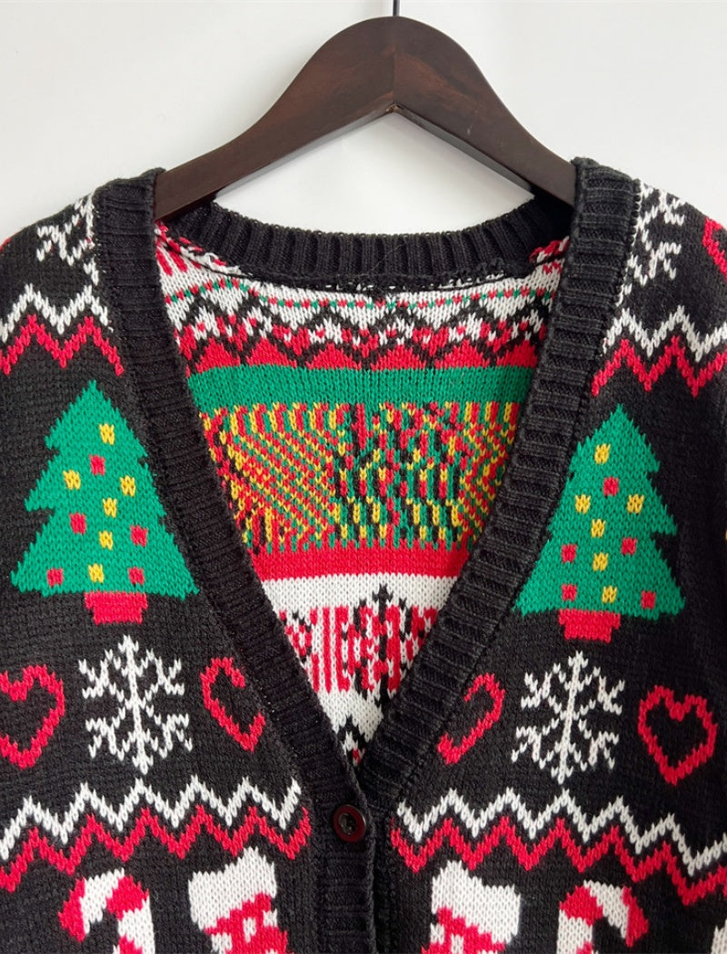 Holiday Cardigan with Festive Prints