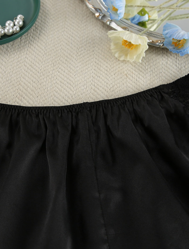 Lace-Trim Satin Cami and Shorts Sleep Set