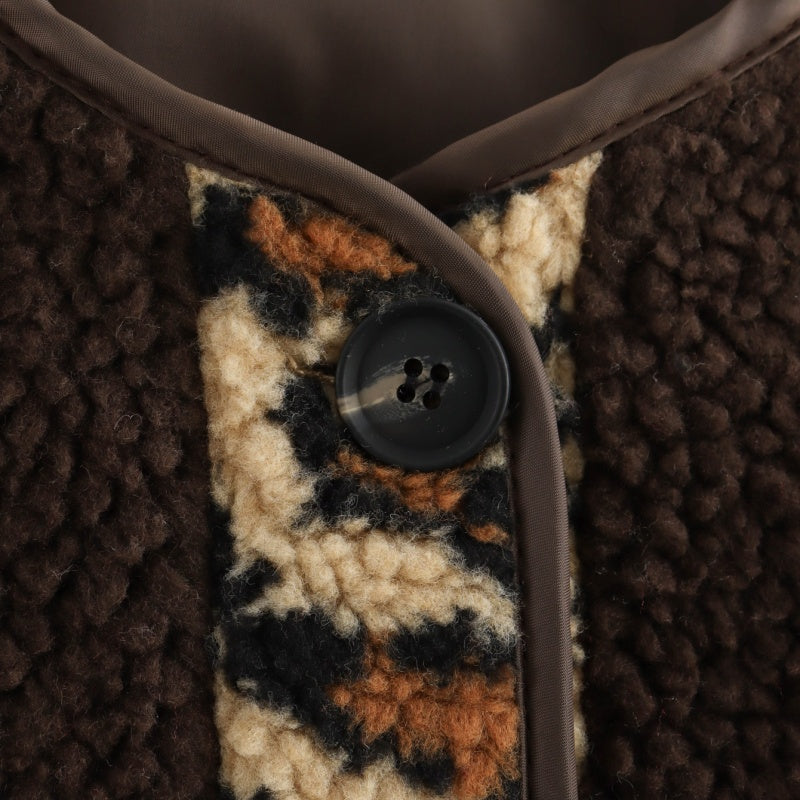 Crewneck Lamb Fleece Sleeve Jacket