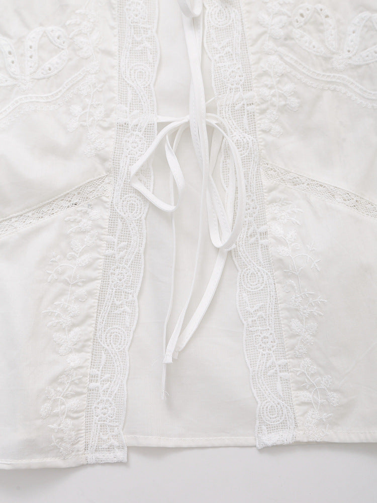 Sleeveless Lace Tie Vest