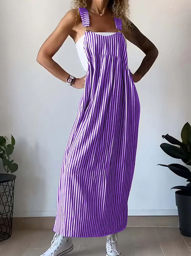 Striped Overall Maxi Dress