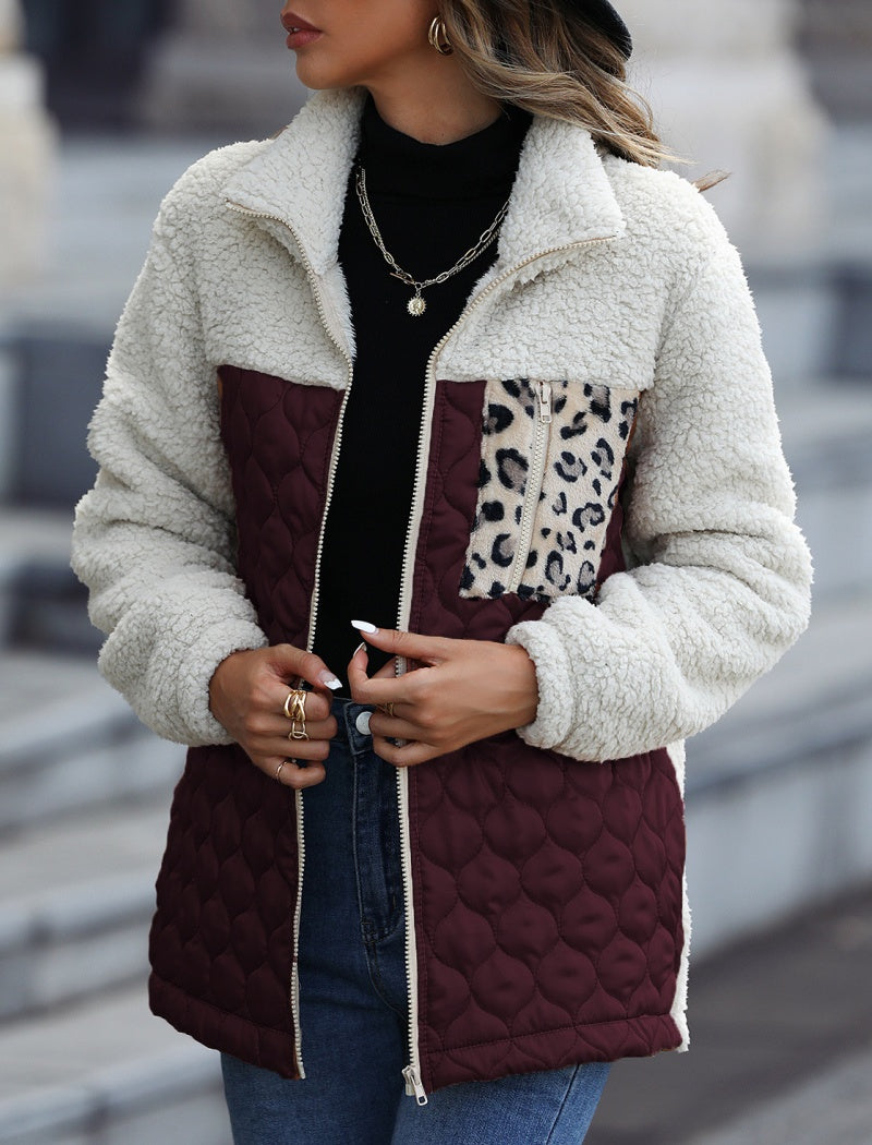 Colorblock Quilted Sherpa Jacket