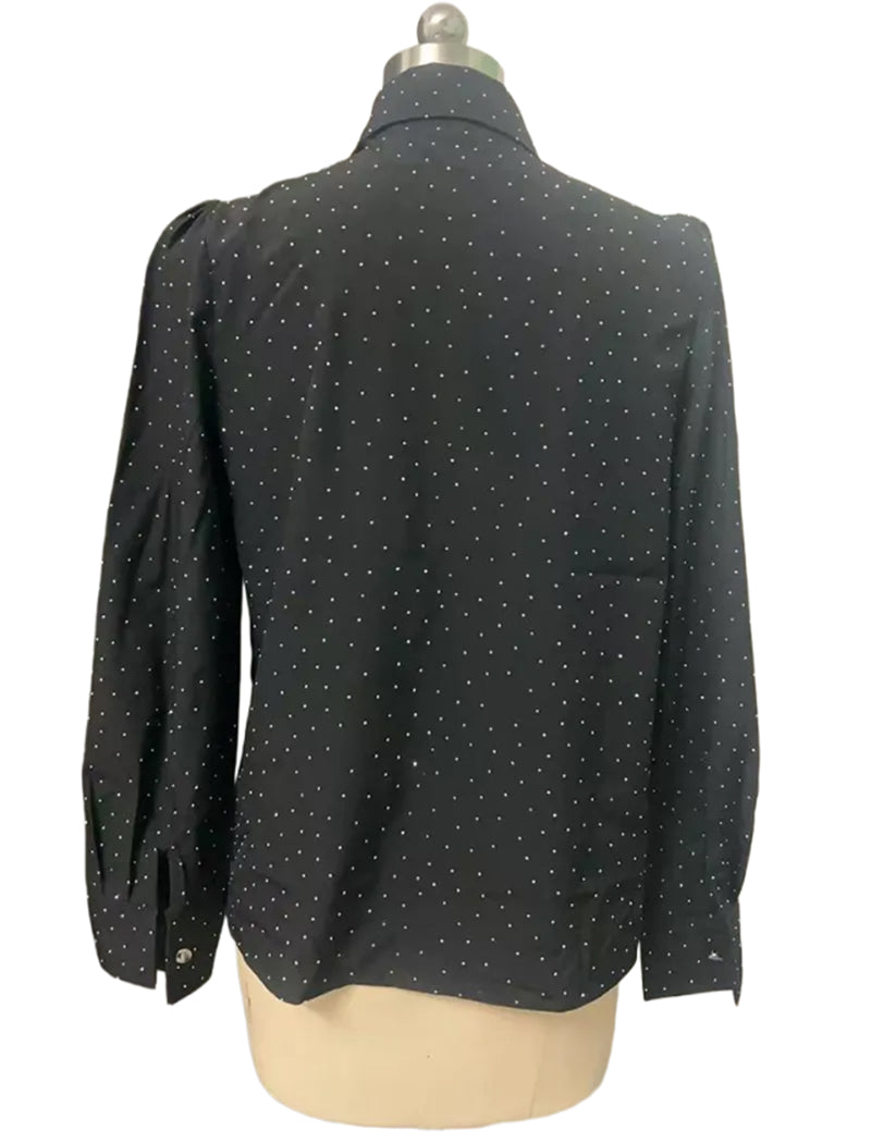 Polka Dot Blouse with Keyhole Neckline