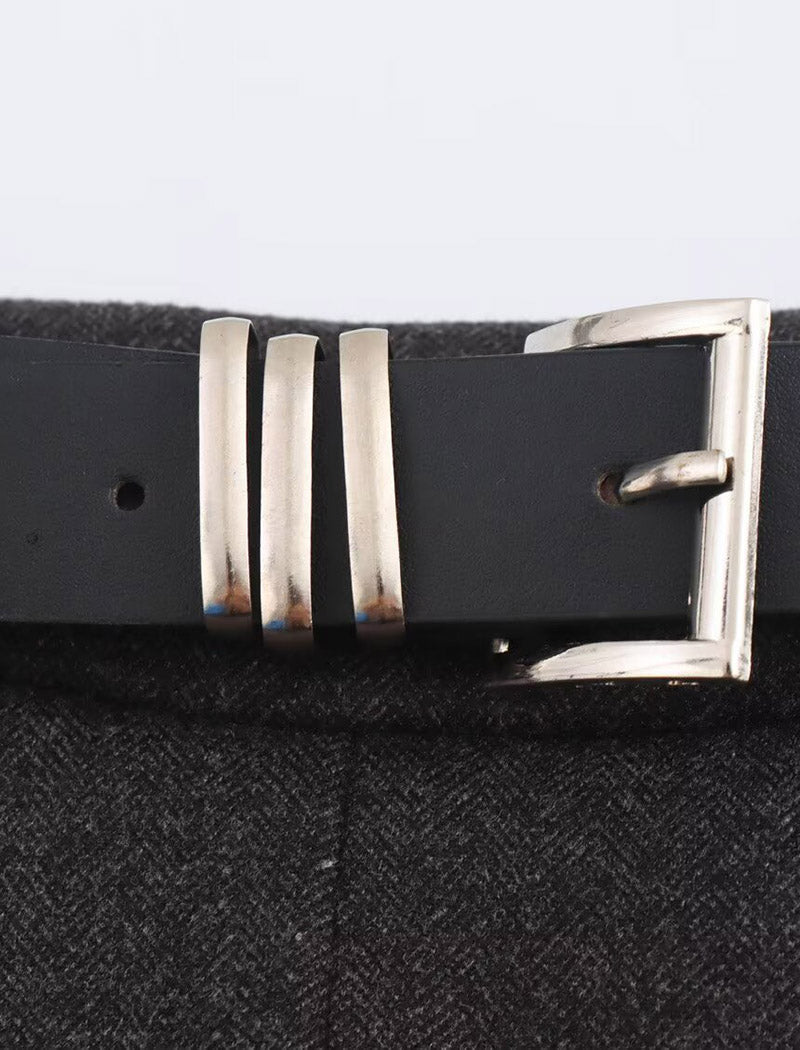 A-Line Belted Midi Skirt