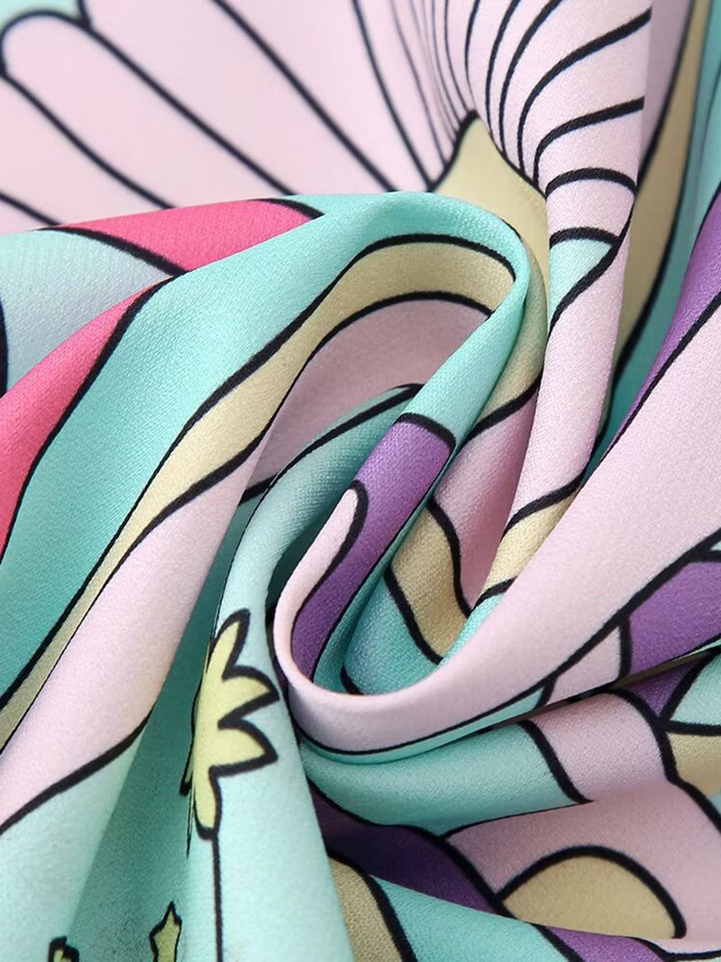 Graphic Print Slit Cami Dress