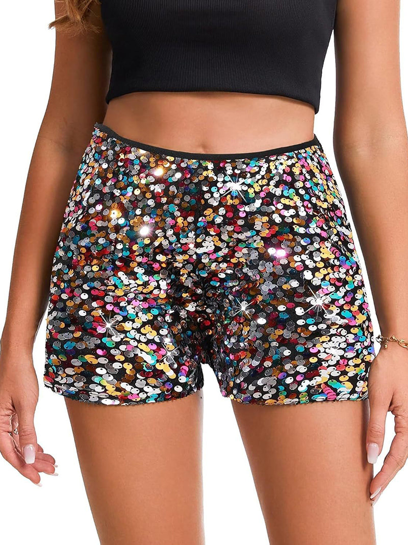 Sequined High-Waist Shorts