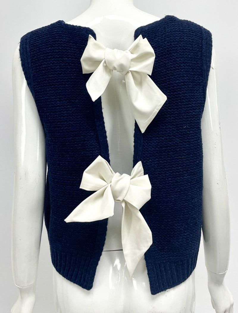 Bow-Back Knit Vest