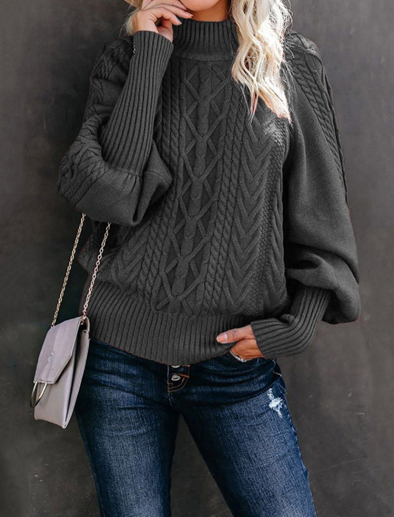 Cable Knit Balloon Sleeve Pullover