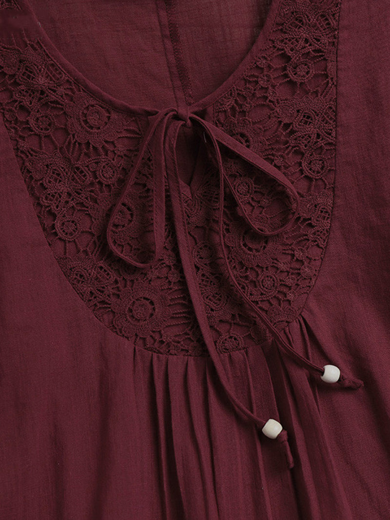 Lace Trim Boho Blouse