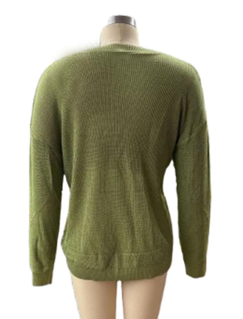 V Neck Metallic Knit Sweater