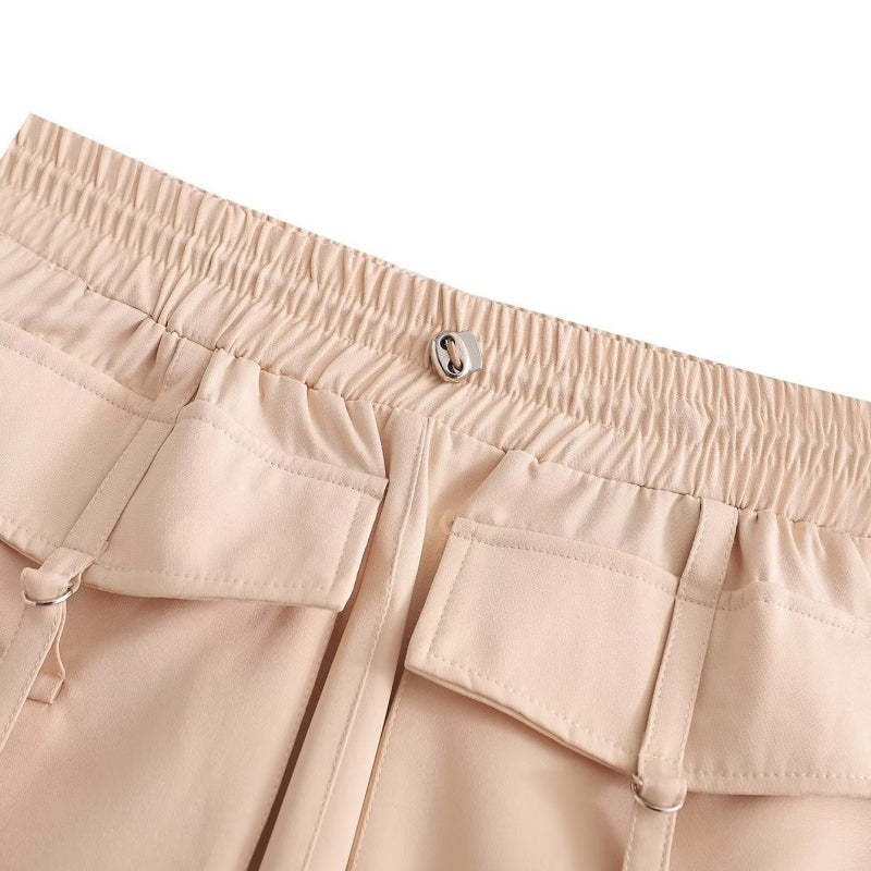 Elastic Waist Skirt with Utility Pockets