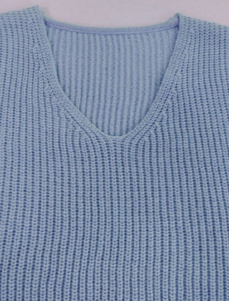 Loose Fit Ribbed Knit Pullover