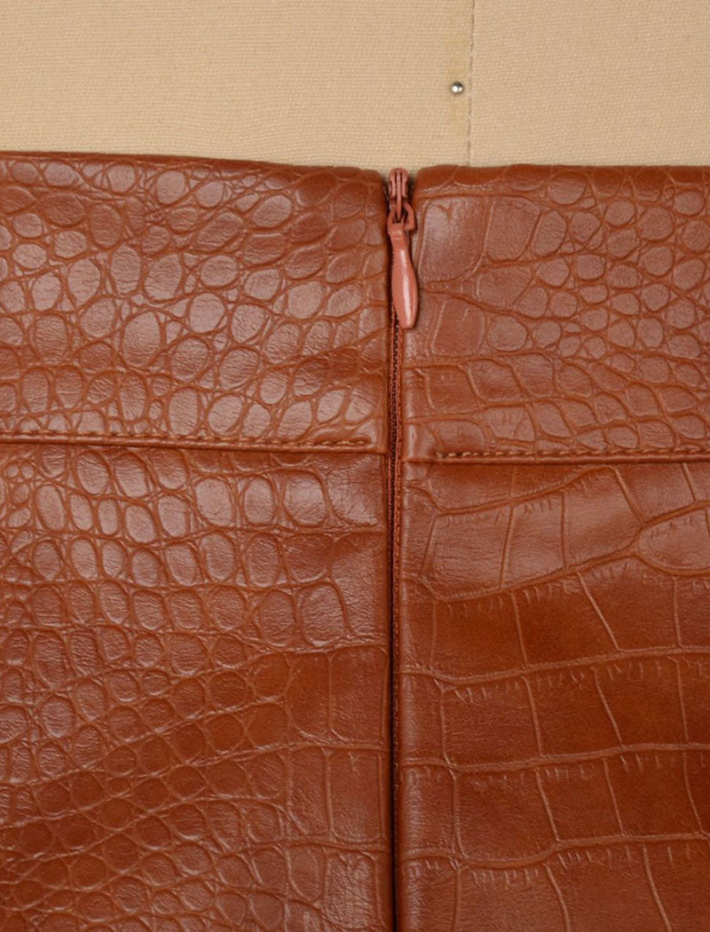 Faux Leather Mini Skirt with Textured Finish