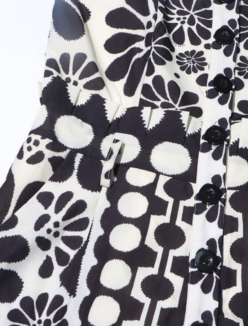 Floral Print Romper with Waist Tie