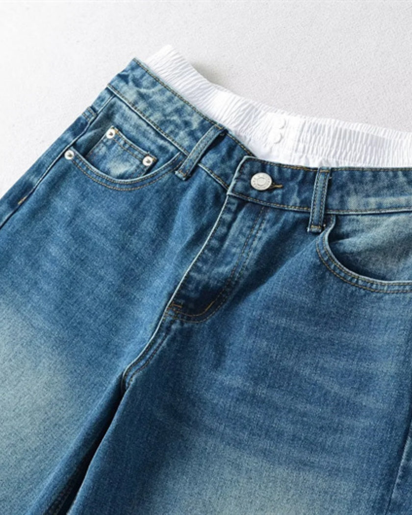 High-Rise Patchwork Jeans