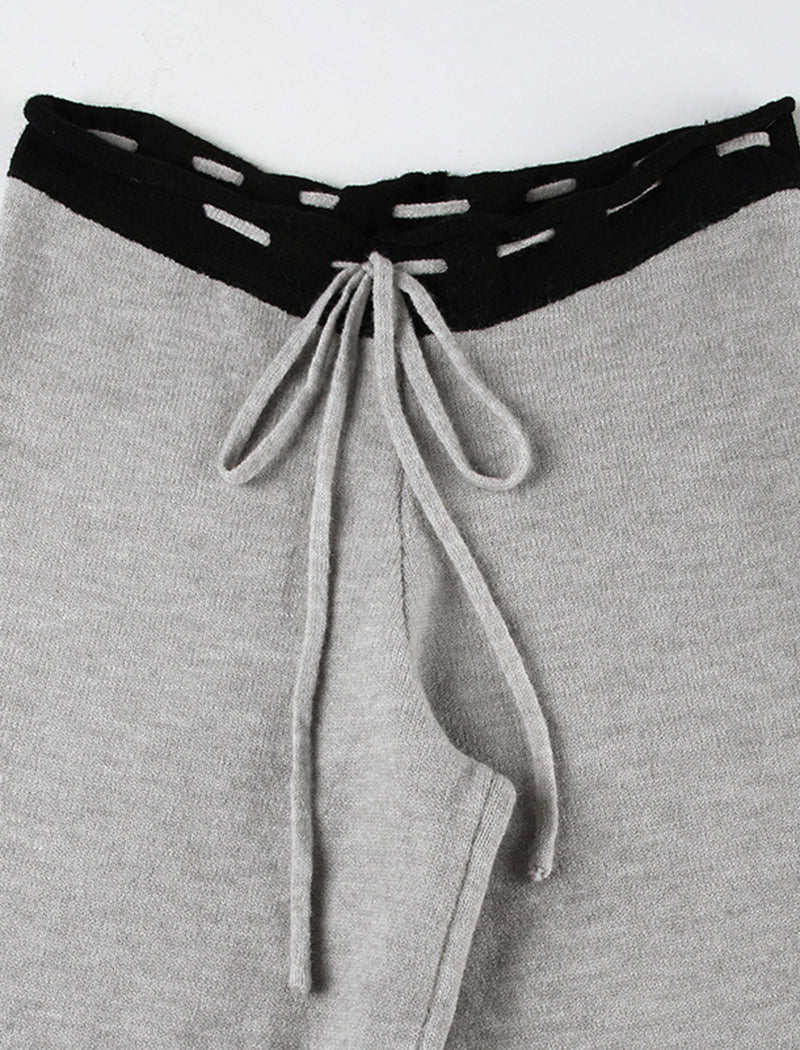 Drawstring Knit Flare Pants