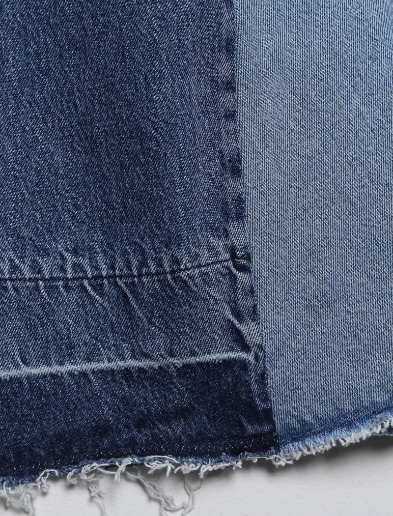 Patchwork Denim A-Line Skirt