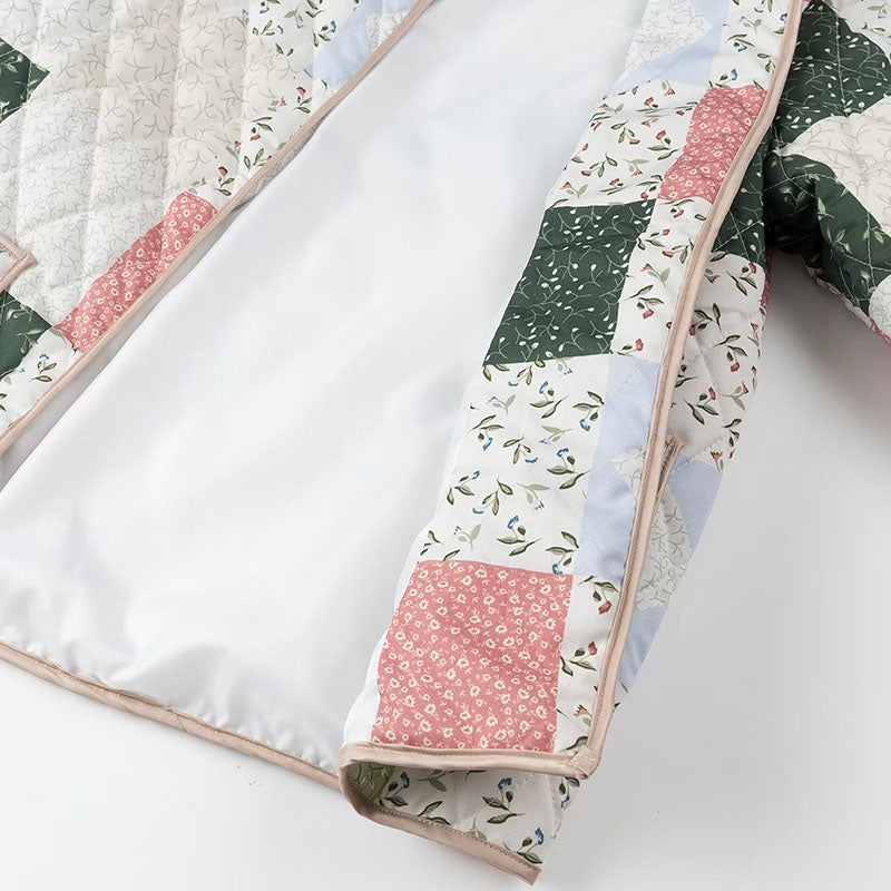 Patchwork Quilted Jacket with Front Pockets