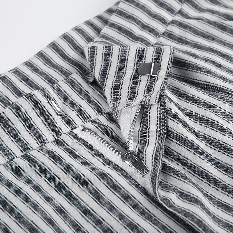 Striped Straight-Leg Casual Pants