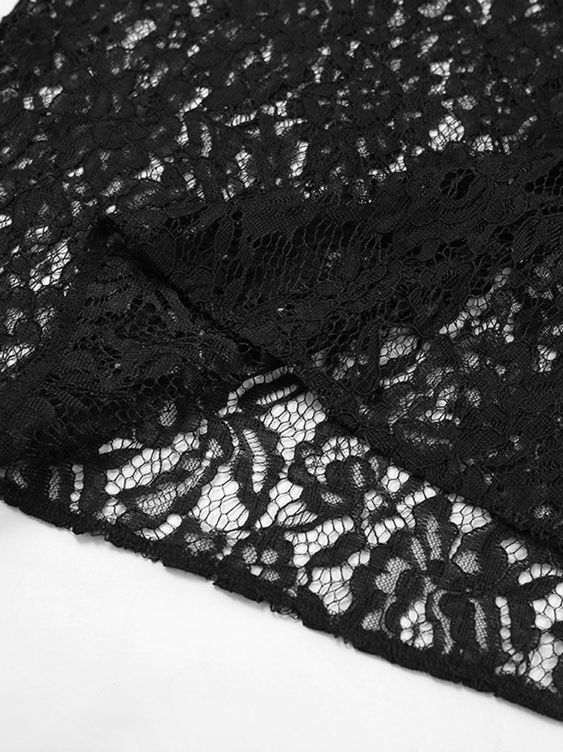 High-Rise Cutout Lace Maxi Skirt