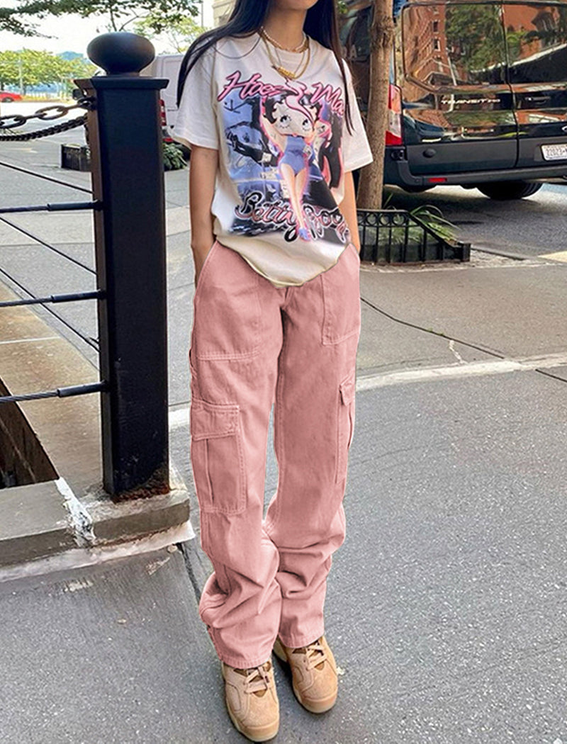 Denim Semi-Elastic Cargo Pants
