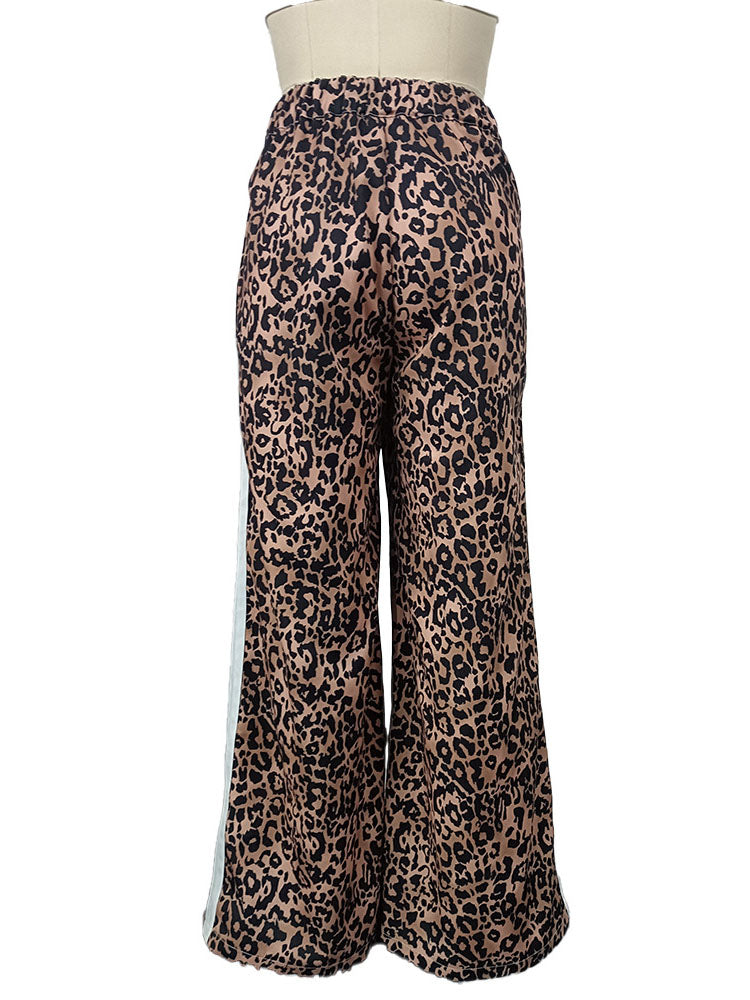 Stripes Leopard Wide-Leg Pants