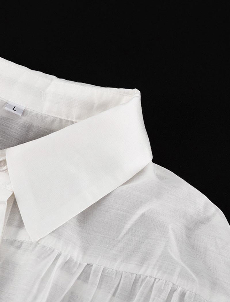 Buttoned Flare-Sleeve Blouse