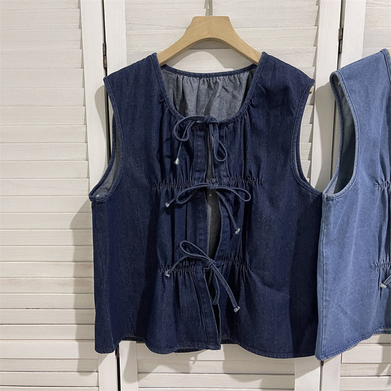 Lace-Up Denim Vest