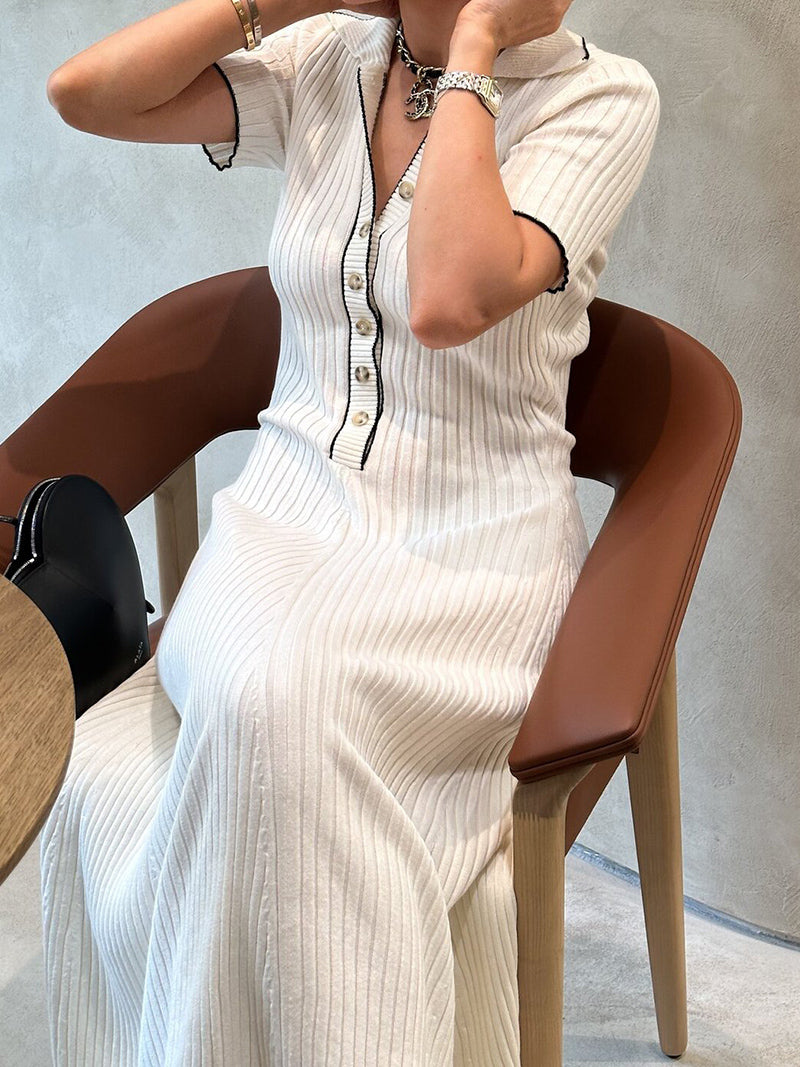 Button-Up Ribbed Maxi Dress