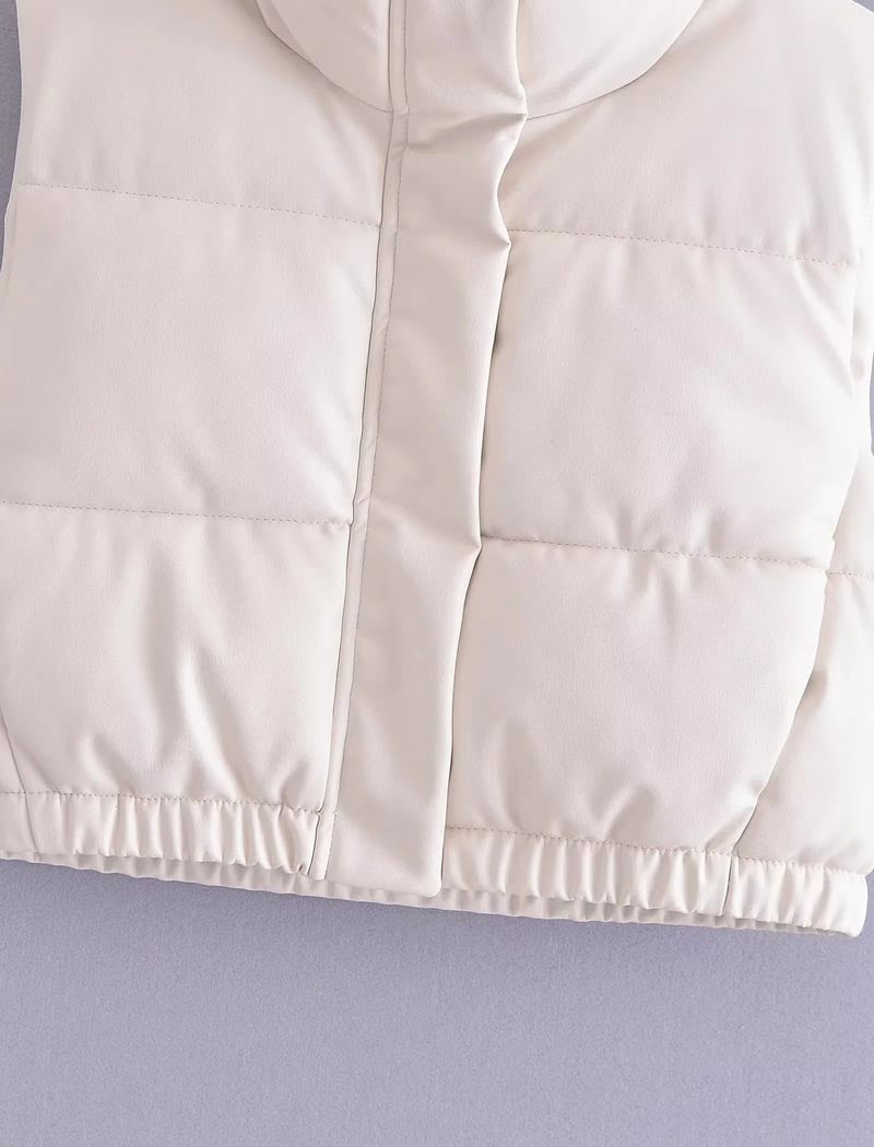 Cropped Padded Vest With High Collar