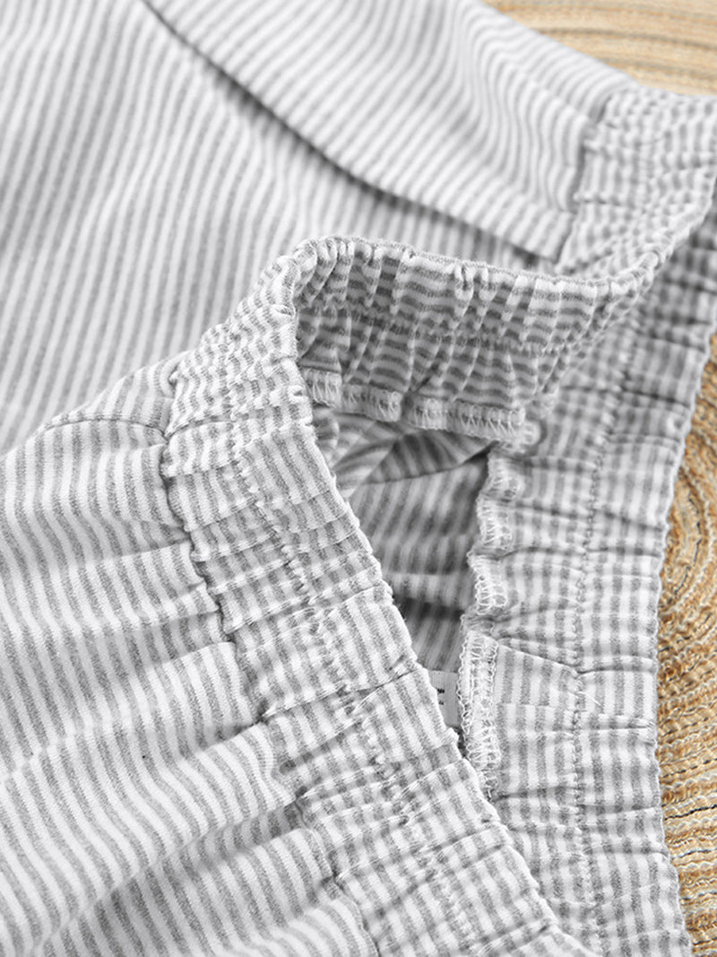 Striped Tee and Slit Shorts Set