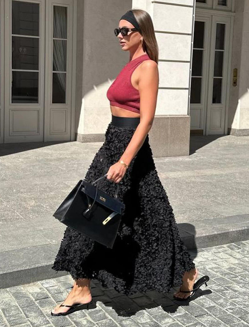 Floral Print High Slit Maxi Skirt