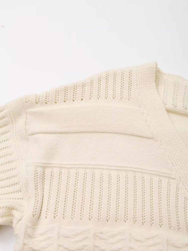 Floral Cropped Knit Cardigan